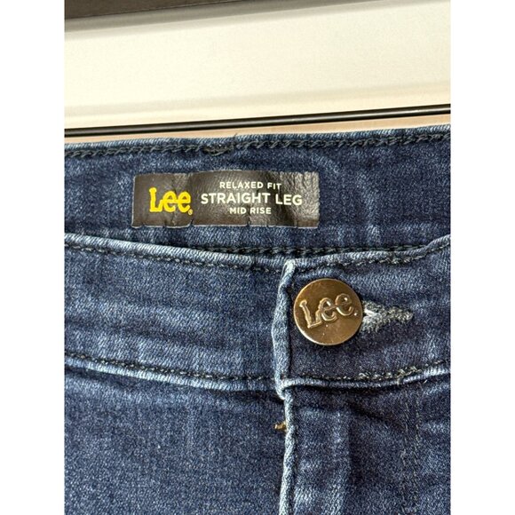 Lee Jeans Women’s 14 Short Straight Leg Relaxed Fit Mid Rise Stretch Denim Blue - Picture 3 of 8